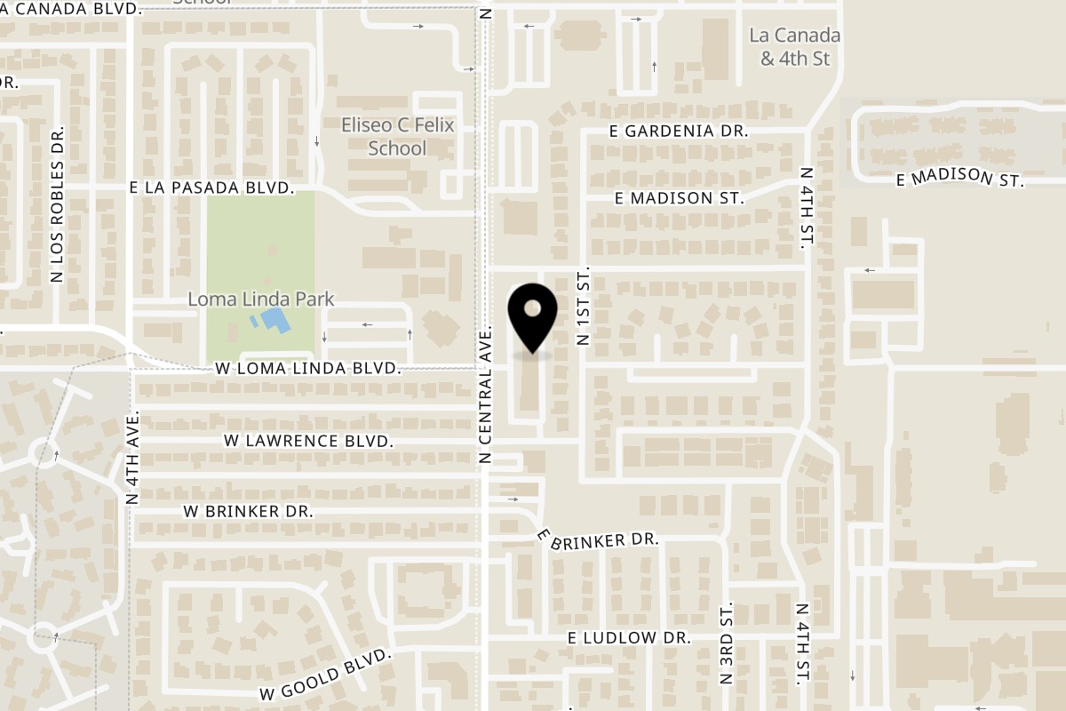 Map showing the location of Don Pancho Mexican Food on 725 N Central Ave in Avondale